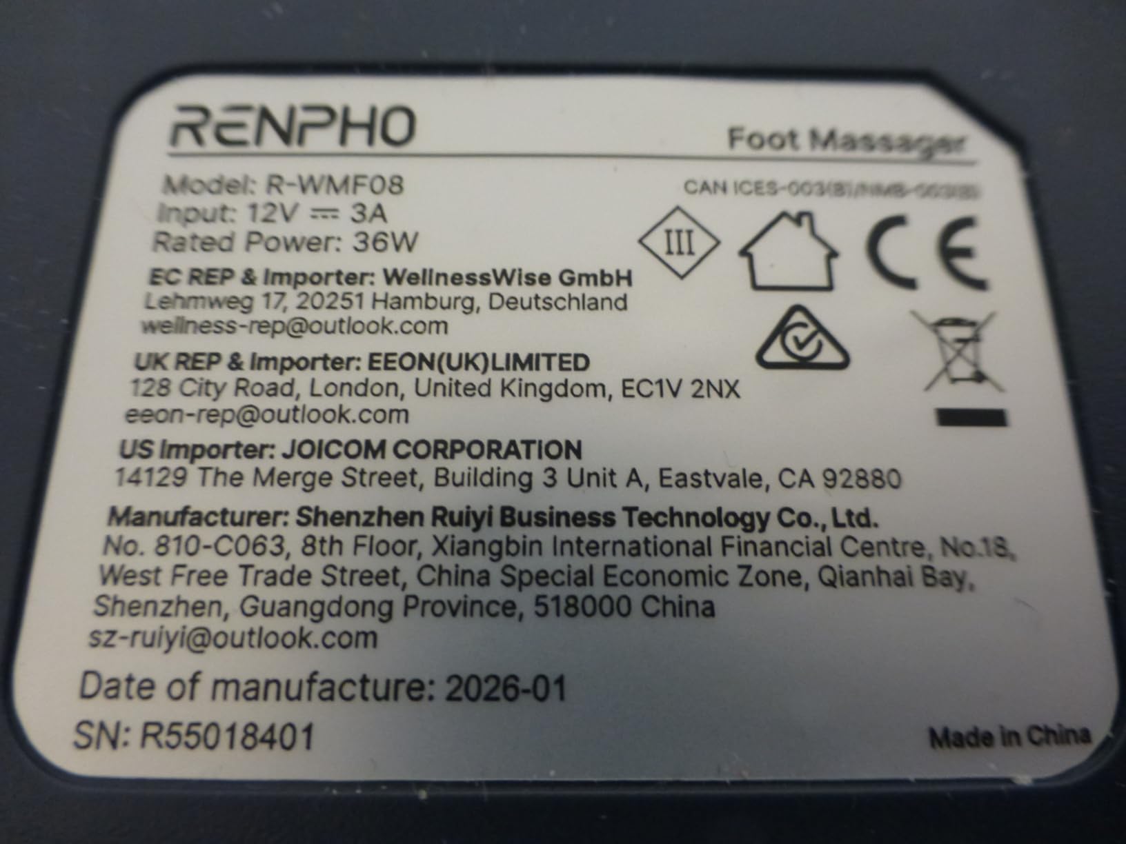 RENPHO Thermacool 2-in-1 Foot Massager with Heat & Cold, FSA Eligible HSA Store Eligible Items, 3 Kneading & 5 Compression for Neuropathy and Plantar Fasciitis, Gifts for Men, Up to Men's US Size 13 customer photo 2