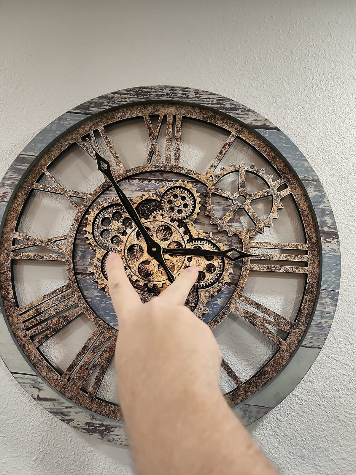 HOIBAI Large Wall Clock, Wall Clocks for Living Room Decor 30 Inch Farmhouse Vintage Rustic Kitchen Wall Decor Vintage Roman Oversized Wall Clock for Home Bedroom House Office, Moving Gears Clock customer photo 2
