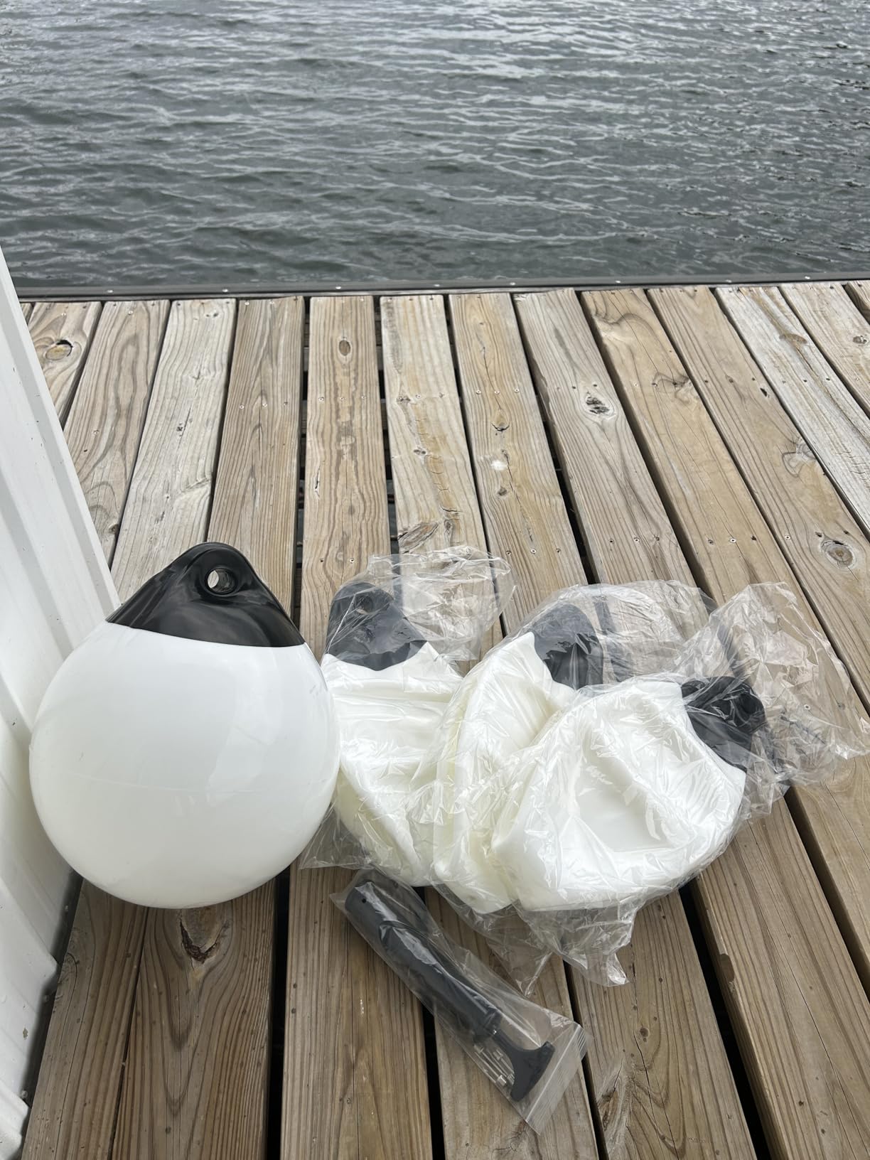Boat Buoy Balls 10 Inch 12 Inch 15 Inch, Inflatable Mooring Buoys with Pump, Marine-Grade Vinyl Boat Fenders Round with Reinforced Eyelets for 10'-40' Boats Protection Marking customer photo 1