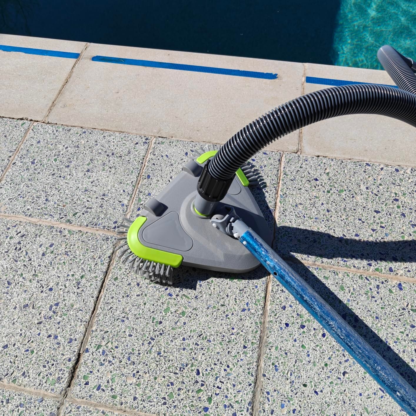 Sepetrel Upgraded Pool Vacuum Head with Wheels, Smart Swivel Handle & Swivel Hose Adapter, Weighted Triangular Shape Brush Head, for Inground/Above Ground Swimming Pools customer photo 1