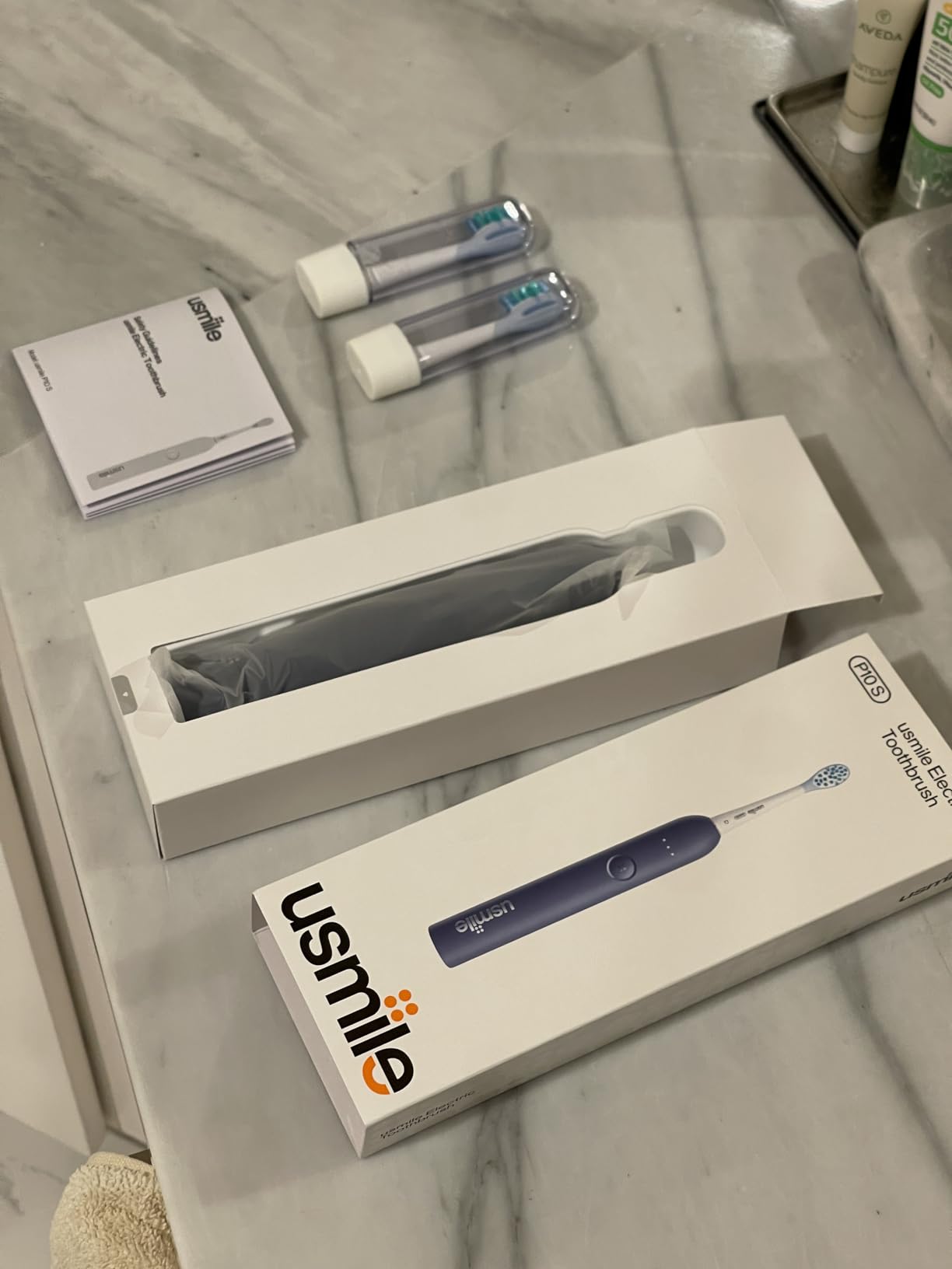 usmile P10S Sonic Electric Toothbrush, 180-Day Battery, Blue | 3 Modes Deep Clean & Whitening, Cushioned Gum-Care Brush Head for Sensitive Teeth, Smart Timer, 2 Heads, Rechargeable customer photo 1