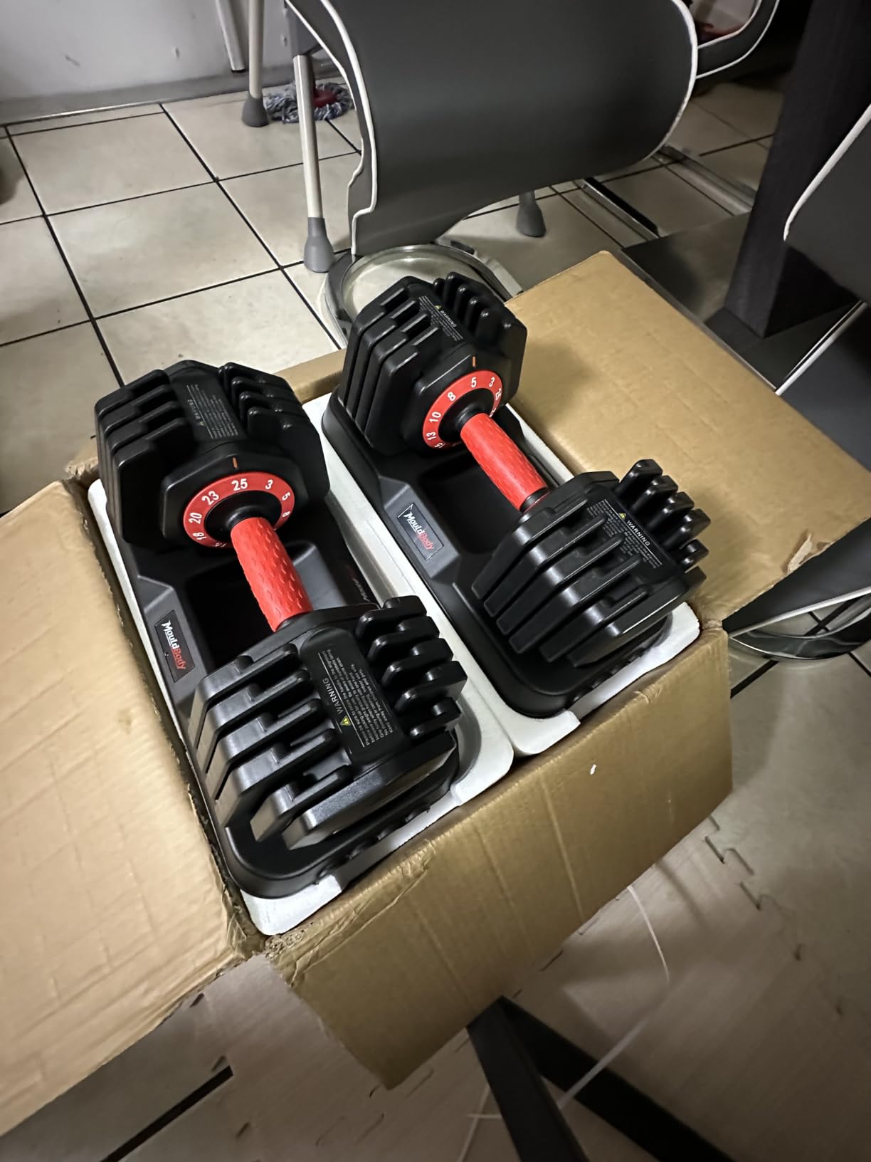 Adjustable Dumbbell Set Pair 25 lb or 50lb,10-in-1 Free Weight | 1-Second Dial Weight Adjustment,Space-Saving Design with Storage Base, Home Gym Strength Training Equipment customer photo 1