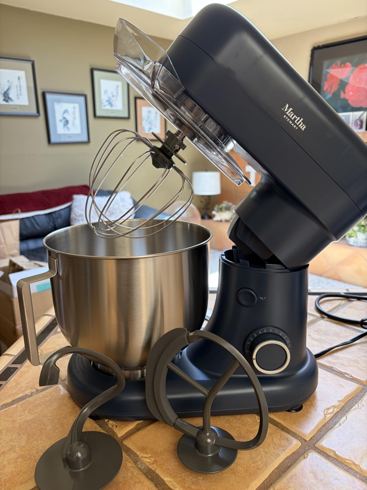 Martha Stewart 5.3QT Tilt Head Stand Mixer, 12 Speeds, Stainless Steel Bowl | Dough Hook, Stainless Whisk, Beater, Removable Splash Shield, Bread, Cake & Whipping, Electric Kitchen Mixer, Caviar Gray customer photo 1