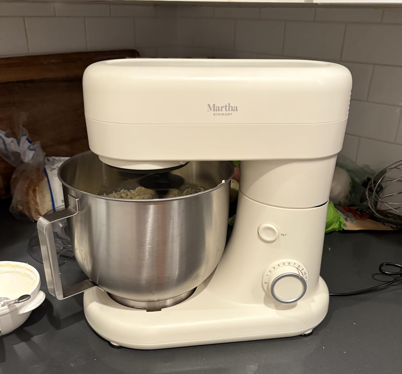 Martha Stewart 5.3QT Tilt Head Stand Mixer, 12 Speeds, Stainless Steel Bowl | Dough Hook, Stainless Whisk, Beater, Removable Splash Shield, Bread, Cake & Whipping, Electric Kitchen Mixer, Caviar Gray customer photo 2