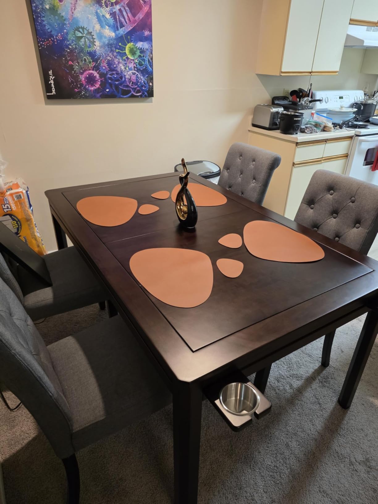 Solid Wood Board Game Table with Removable Table Top for 4-6 Players, Gaming Table and Dining Includes Play Mat and Detachable Cup Holders with 55