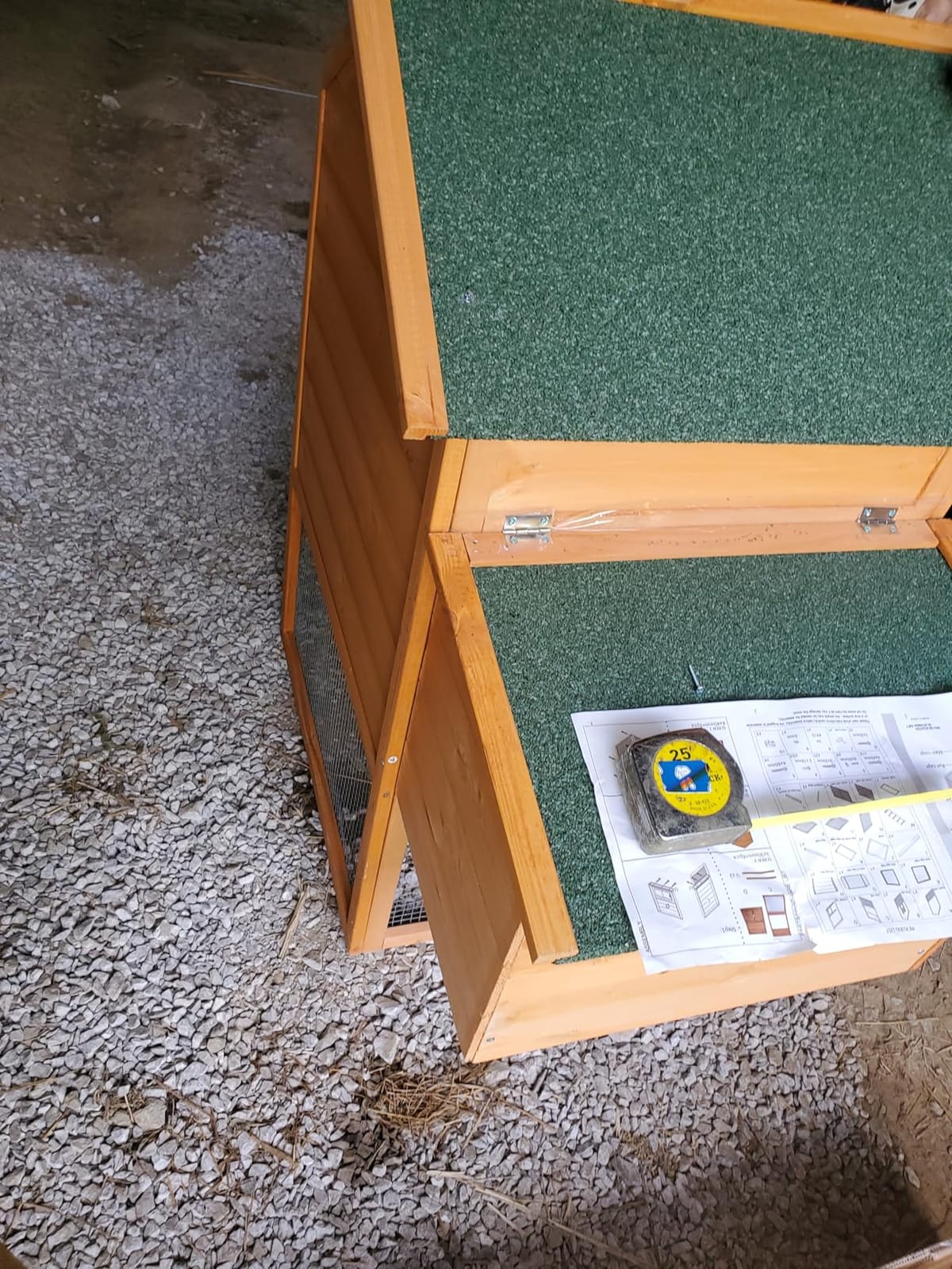 Chicken Coops for 1-2 Chickens with Wheels, Outdoor Wooden Hen House with Nesting Box, Large Rabbit Hutch, Outside Poultry House, Wire Fence Run Cages, Weatherproof for Backyard(Wooden) customer photo 2