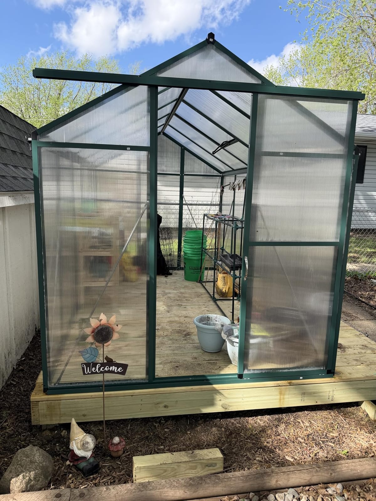 6x10 FT Greenhouse, Easy Assembly Aluminum Polycarbonate Greenhouses for Outdoors with Roof Vent, Large Aluminum Walk-in Greenhouse for Sunroom Patio, Backyard, Garden, Sliding Lockable Door, Black customer photo 1
