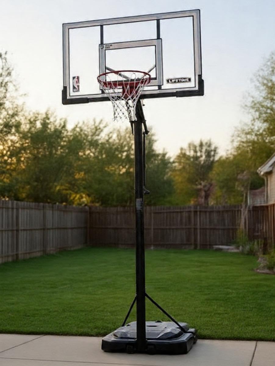 Lifetime NBA Portable Basketball Hoop, 54 Inch Steel-Framed Shatterproof Backboard, Adjustable Height 7.5-10 Ft, Power Lift Adjust, Base with Wheels, Slam-It Pro Rim customer photo 1