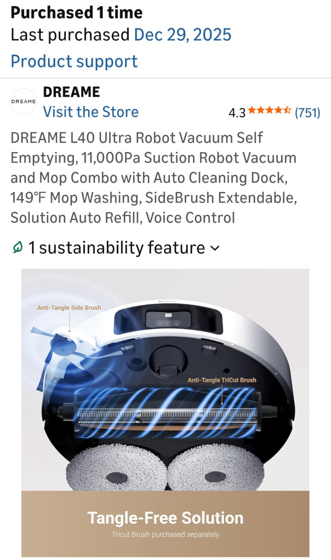 dreame D30 Ultra CE Robot Vacuum and Mop, 25,000Pa Powerful Suction | 0.41in Mop Lifting, Multifunctional Base Station, Auto Dust Emptying & Mop Self-Cleaning, Smart Obstacle Avoidance, White customer photo 1
