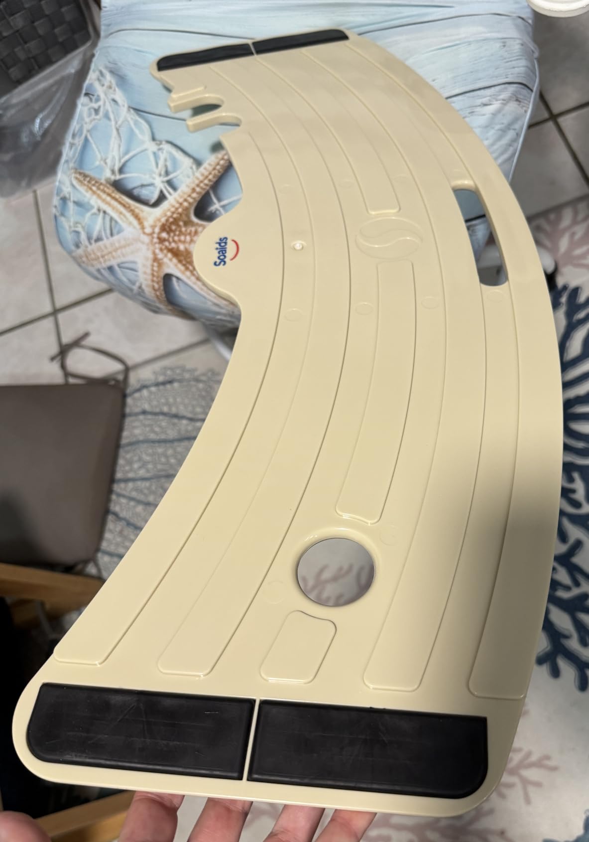 Curved Transfer Sliding Board, Mobility Aids for Seniors & Disabled | from Wheelchair to Bed, Chair & Car, Curved Design with Tube Groove and Non-Slip Pads, ABS Material, Supports 300 lbs customer photo 1
