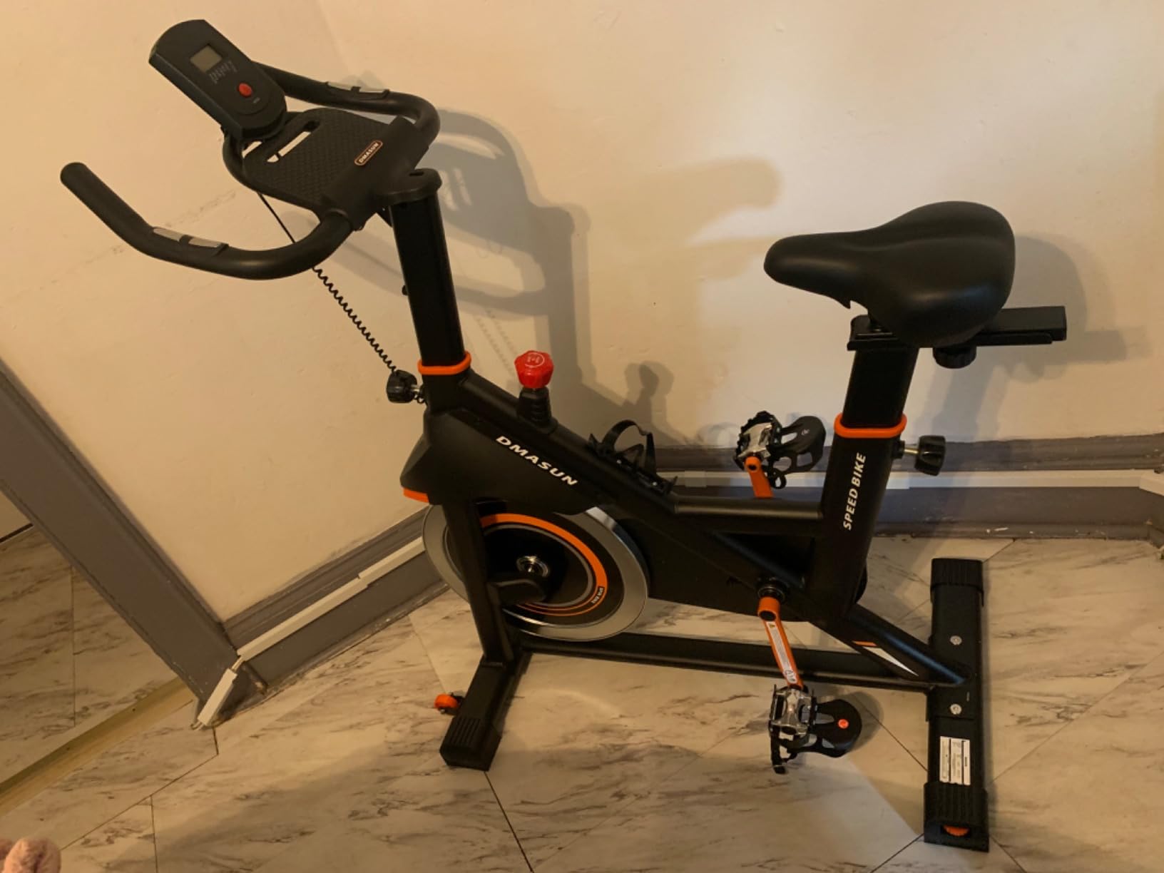 DMASUN Exercise Bike, Silent Magnetic Resistance Stationary Bike for Home with 330 LBS Capacity, Pedals with Anti-loosening Nuts, Indoor Bike with Comfortable Seat Cushion, Digital Display with Tablet Holder customer photo 1