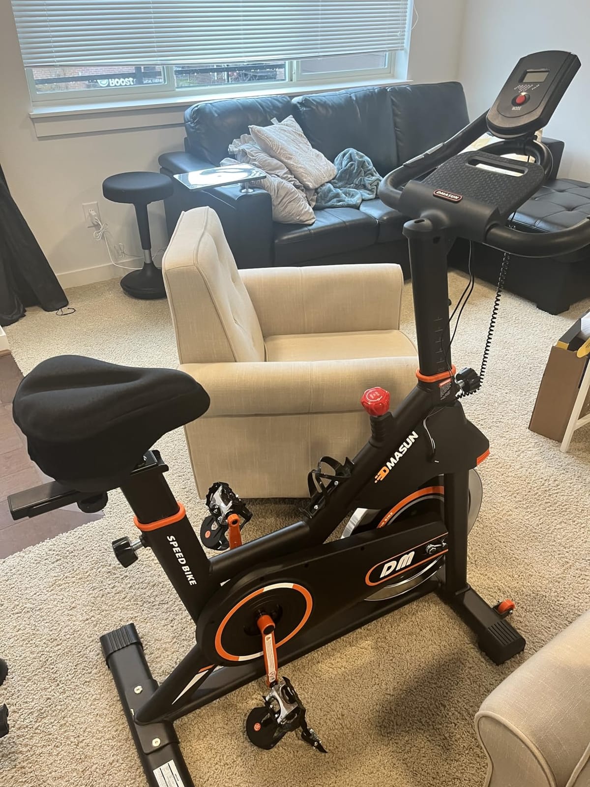 DMASUN Exercise Bike, Silent Magnetic Resistance Stationary Bike for Home with 330 LBS Capacity, Pedals with Anti-loosening Nuts, Indoor Bike with Comfortable Seat Cushion, Digital Display with Tablet Holder customer photo 2