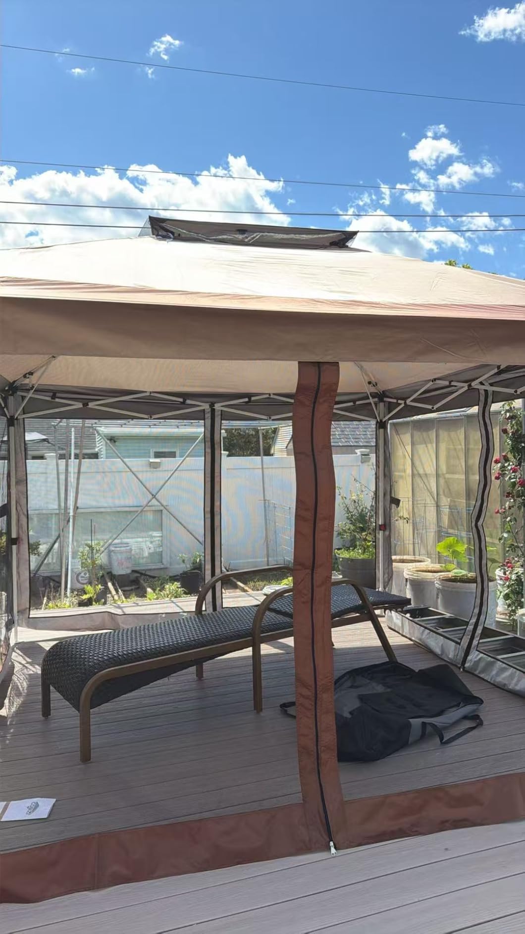 COBIZI 12x12 Pop Up Gazebos On Clearance - Upgrade Easy Up Metal Outdoor Gazebo Waterproof - Portable Gazebo with Mosquito Nettings, 4 Ropes 8 Stakes and Carry Bag for Patio Garden (Coffee) customer photo 1