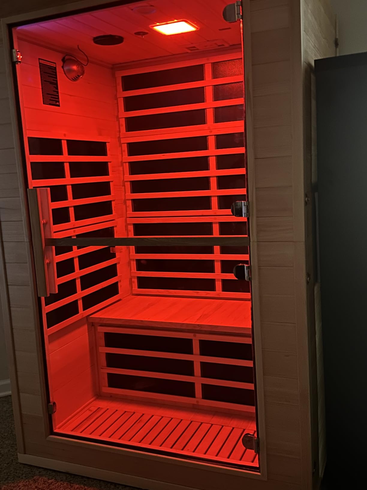 2 Person Far Infrared Sauna with Smart APP Control, Canadian Hemlock Wood Infrared Sauna Room, 2000W Low EMF Indoor Sauna with 8 Mica Heating Panels, Chromotherapy Color Light, Home Spa for Relaxation customer photo 2