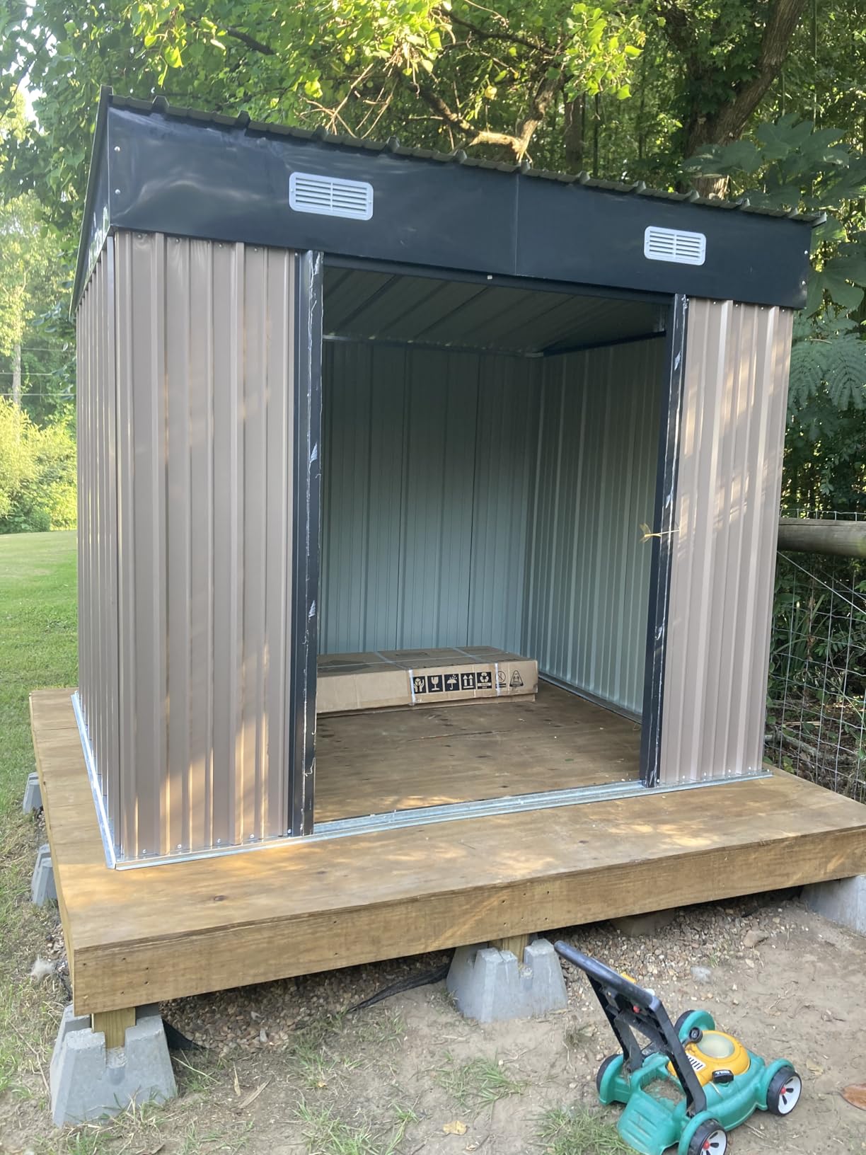Aoxun 14x12 FT Outdoor Storage Shed, Metal Shed with Lockable Doors, Brown | Galvanized Metal Shed Sloped Roof, Heavy Duty Utility Tool Storage House for Patio, Garden, Backyard, Lawn customer photo 2