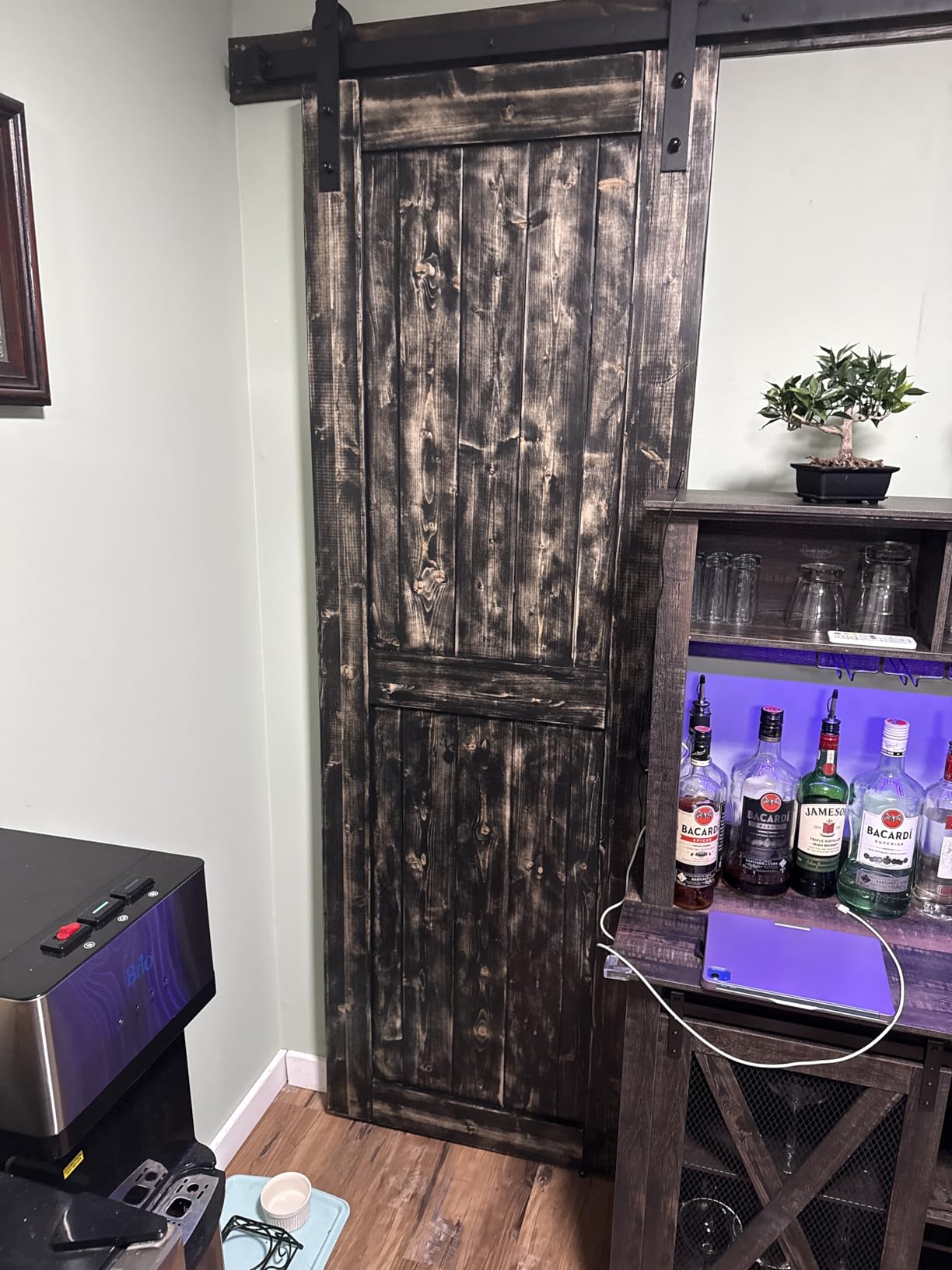 EaseLife 30in x 80in Sliding Barn Wood Door, Interior Doors, DIY Assembly, Solid Natural Spruce Panelled Slab, Easy Install, H-Frame customer photo 2
