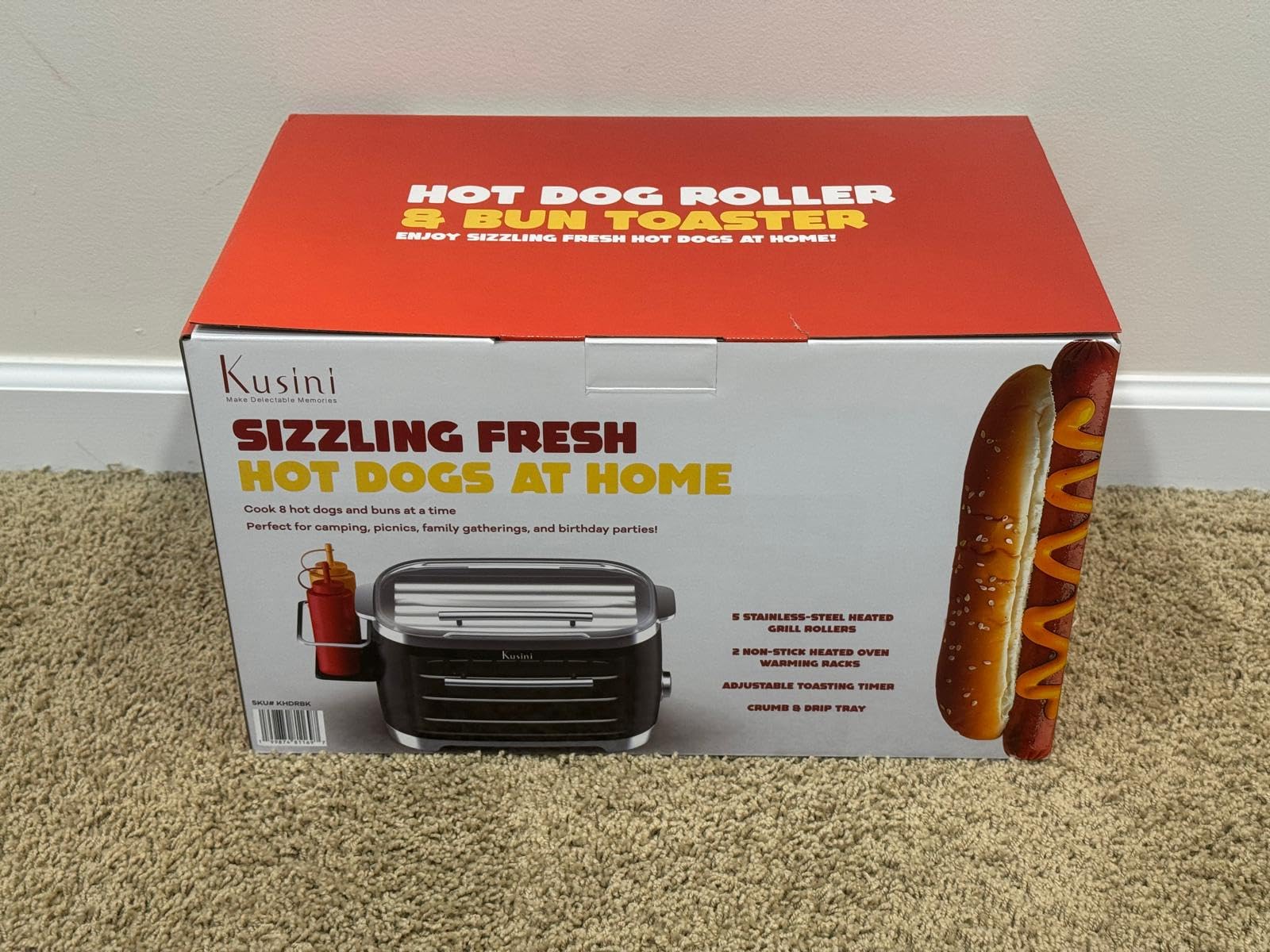 Kusini Hot Dog Roller Grill & Toaster Oven - Holds 8 Hot Dogs & 8 Buns, keep warm Option & Condiment Holder - Kitchen Appliance Hot Dog Cooker Machine - Hosting Party Essential, Unique Gifts Idea customer photo 2