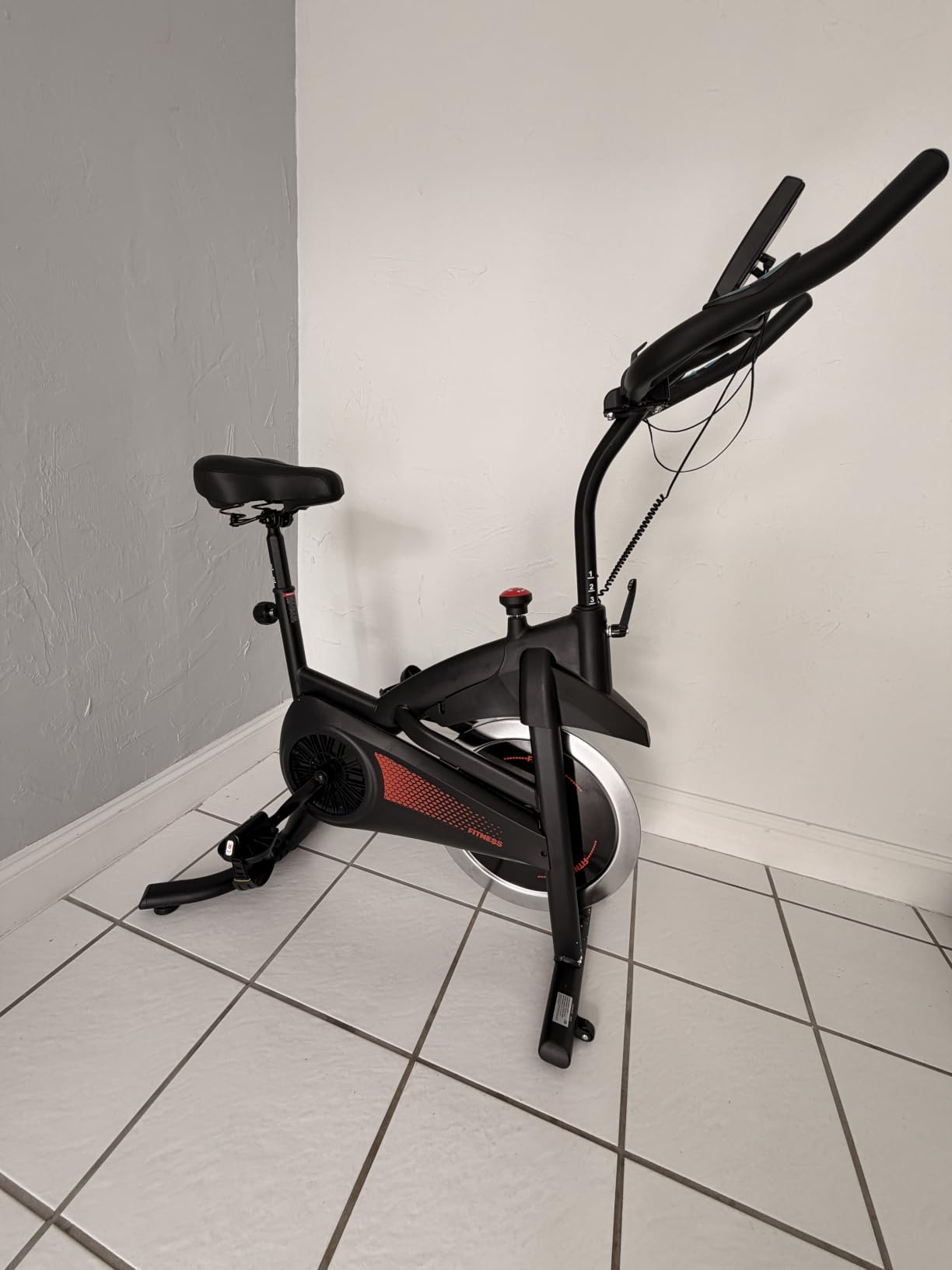 CURSOR FITNESS Exercise Bike, Stationary Bikes for Home with Brake Pad | Indoor Cycling Low Noise Bike for Home with Exclusive App, Spin Workout Bike with Tablet Mount, 300 lb Weight Capacity customer photo 1