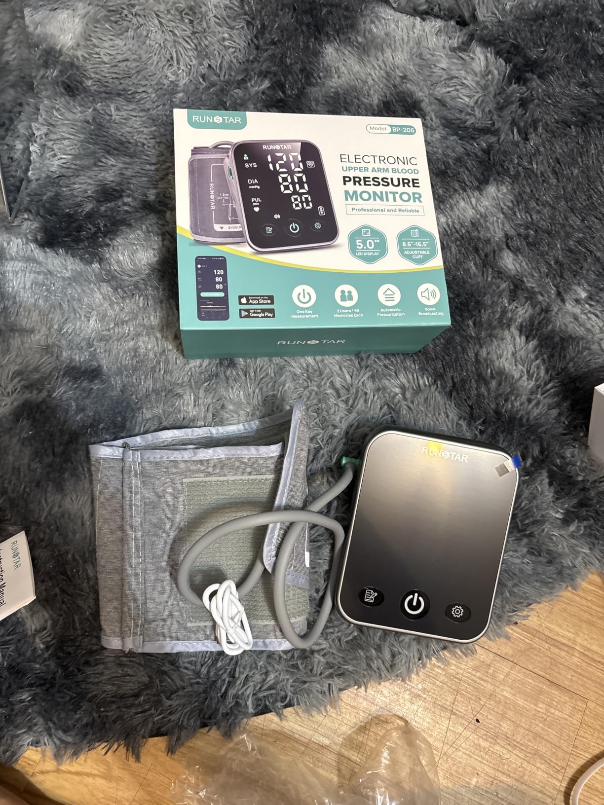 RunStar Smart Blood Pressure Monitor for Home Use, Upper Arm BP Cuff 8.6''-16.5'', Large 5.0'' 3-Color LED Display, FSA&HSA Eligible, Digital Automatic Blood Pressure Machine with iOS & Android App customer photo 1
