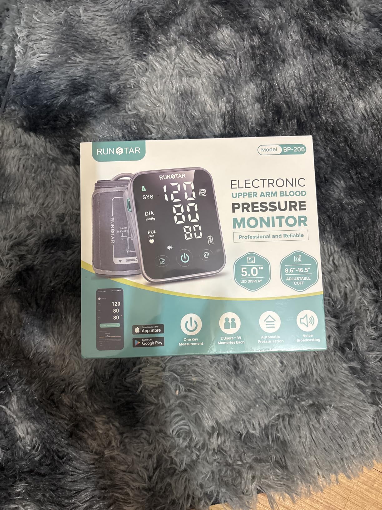 RunStar Smart Blood Pressure Monitor for Home Use, Upper Arm BP Cuff 8.6''-16.5'', Large 5.0'' 3-Color LED Display, FSA&HSA Eligible, Digital Automatic Blood Pressure Machine with iOS & Android App customer photo 2