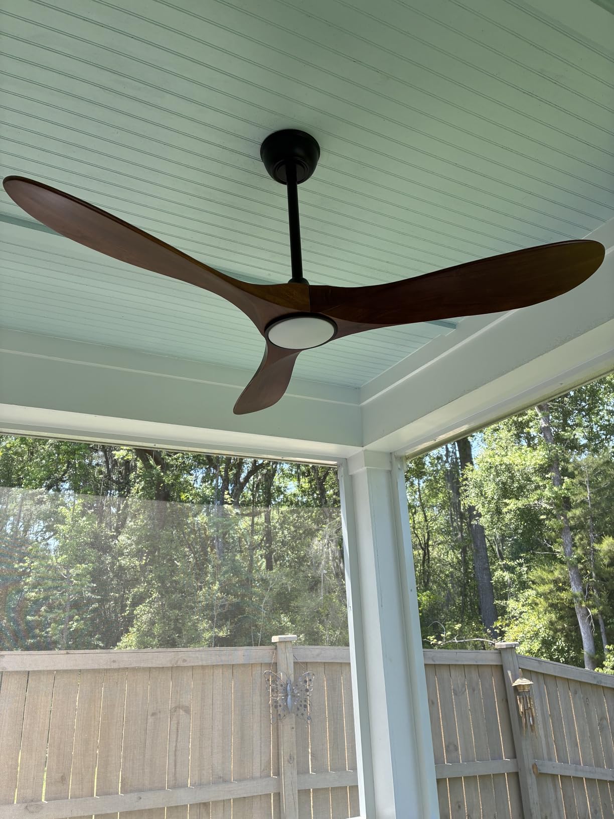 heimo 72 Inch Ceiling Fan with Light and Remote Control, Wood Outdoor Ceiling Fans with Lights Dimmable for Bedroom Living Room Patios Porch Office Rustic Extra Large High CFM Exterior Fan (Walnut) customer photo 1
