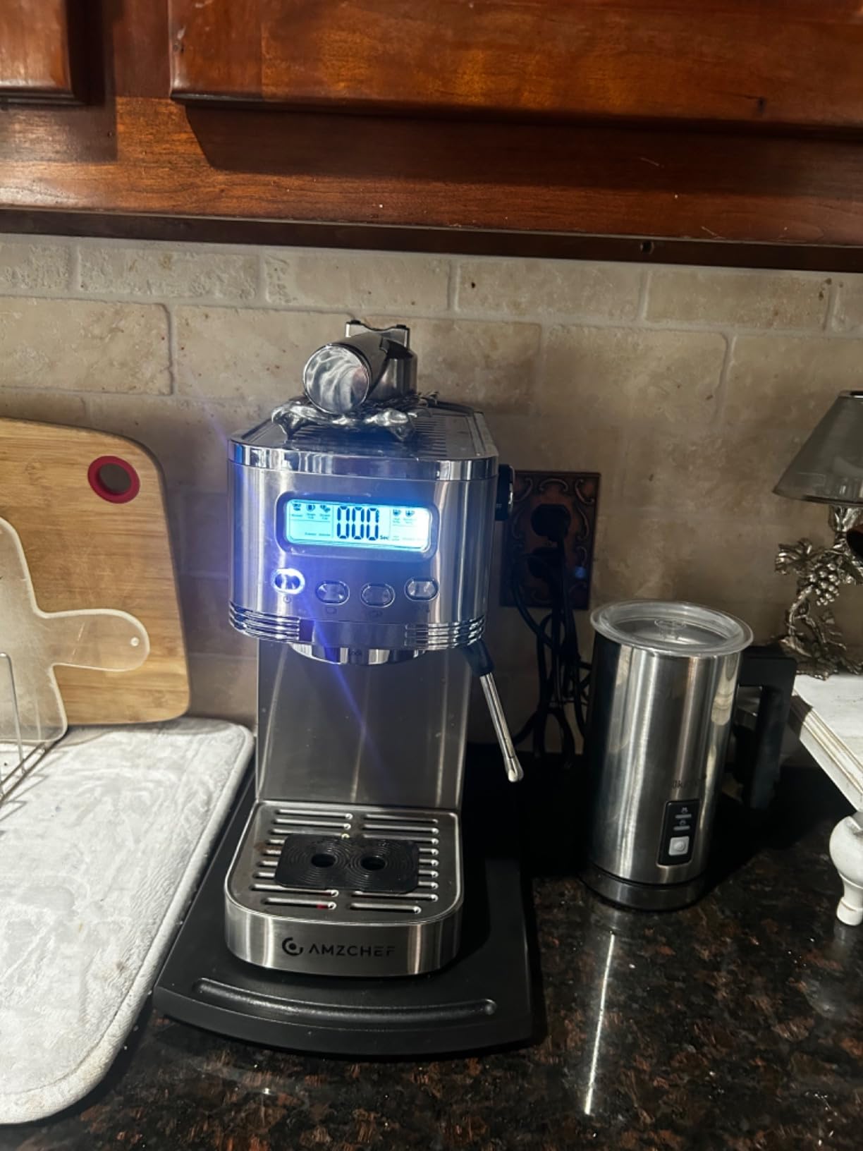 AMZCHEF 20 Bar Home Espresso Coffee Machine | LED Touchscreen, Built-in Milk Frother, Self-Cleaning Function, Makes Latte & Cappuccino, Ideal Coffee Starter Machine customer photo 2