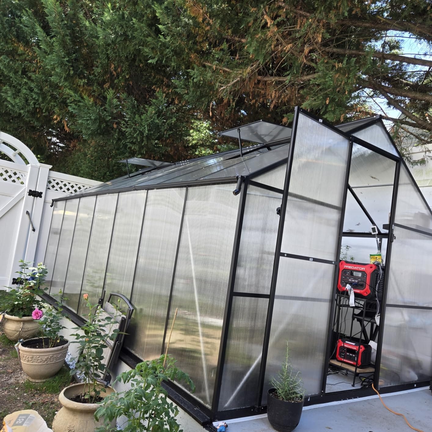 10x18 FT Aluminum Greenhouse, Durable Walk-in Polycarbonate Greenhouse Kit with Adjustable Roof Vent, Easy Assembly Outdoor Garden Greenhouse for Backyard, Black customer photo 2