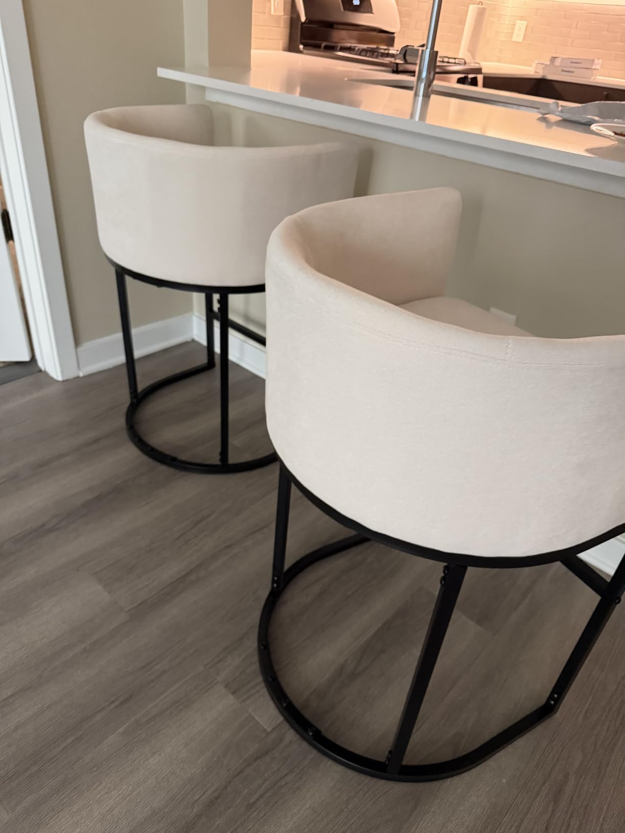 GRUSIGN Chenille Counter Height Bar Stools Set of 2, 26