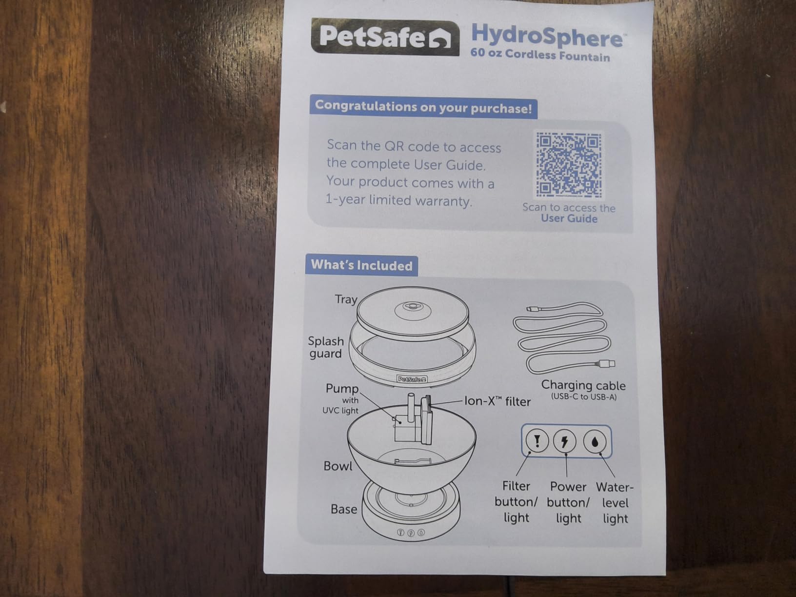 PetSafe HydroSphere Cordless Pet Fountain Battery Powered Water Fountain for Cats and Small Dogs Stainless Steel Tray Quiet Operation, Easy to Clean UVC Sanitation Black customer photo 1