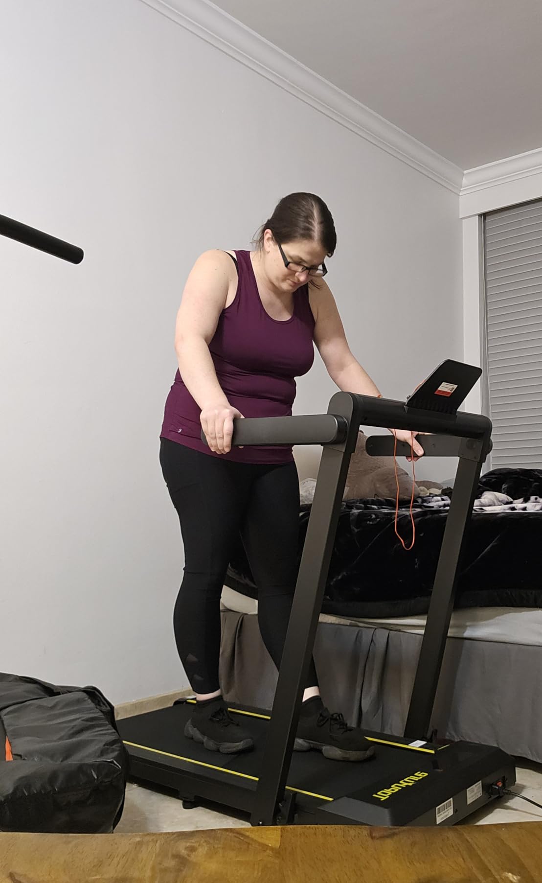 TOPUTURE Walking Pad Treadmill with 12% Incline, 4 in 1 Foldable Treadmill with Handle Bar for Home/Office, Under Desk Treadmills Portable Folding Walking Pad with App & Bluetooth Speaker, 0.6-10MPH customer photo 1