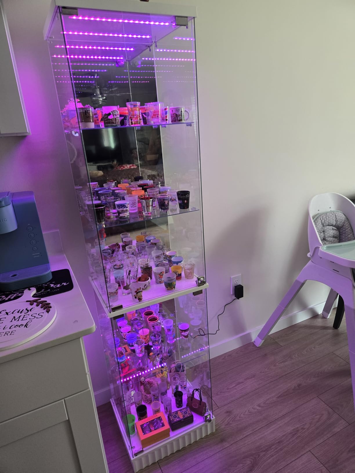 Lvifur 10-Tier Glass Display Cabinet with RGB Light&Auto Sensor,Gaming Room | 71''H Lockable Curio Cabinet with Glass Doors,China Cabinets with Removable Shelves for Collectibles,Lighted Showcase customer photo 1