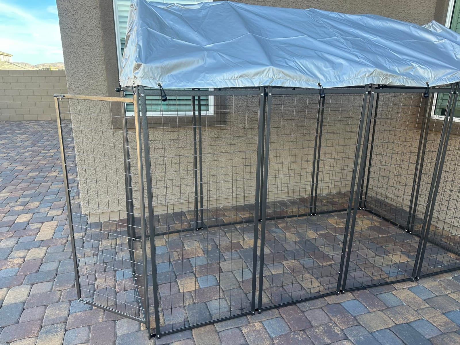 10x10 ft Outdoor Dog Kennel, Heavy Duty Dog Pens for Large Dogs | Heavy Duty & Easy Assembly & Rust Resistant & Waterproof Roof & Galvanized & Welded Wire & Durable & Dual Lock & w/ manual customer photo 2