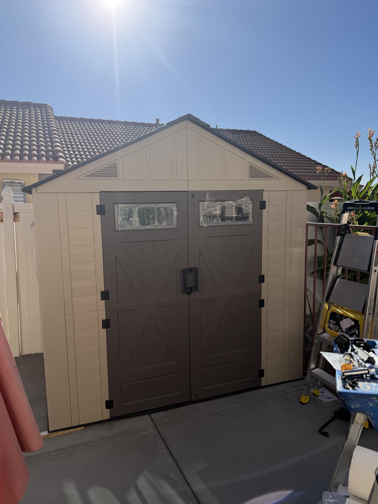 Aoxun 8x6 Ft Outdoor Storage Shed with Floor, Large Resin Outdoor Shed with Lockable Door & Windows, Garden HDPE Sheds for Lawn Tools, Pool Supplies & Bikes customer photo 1