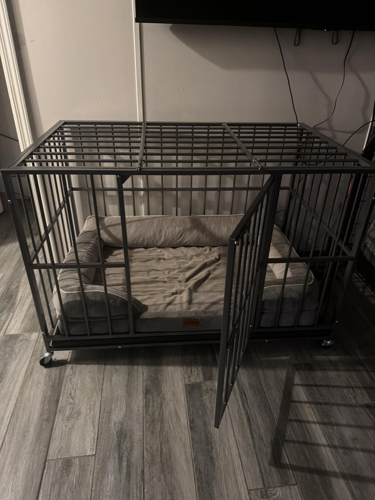 48 Inch Heavy Duty Dog Crate, Escape-Proof, Kennel for Large Dogs | Heavy duty steel, Chew-proof, Dual doors with escape-proof locks, Removable easy clean tray, Locking casters, Easy assembly customer photo 2