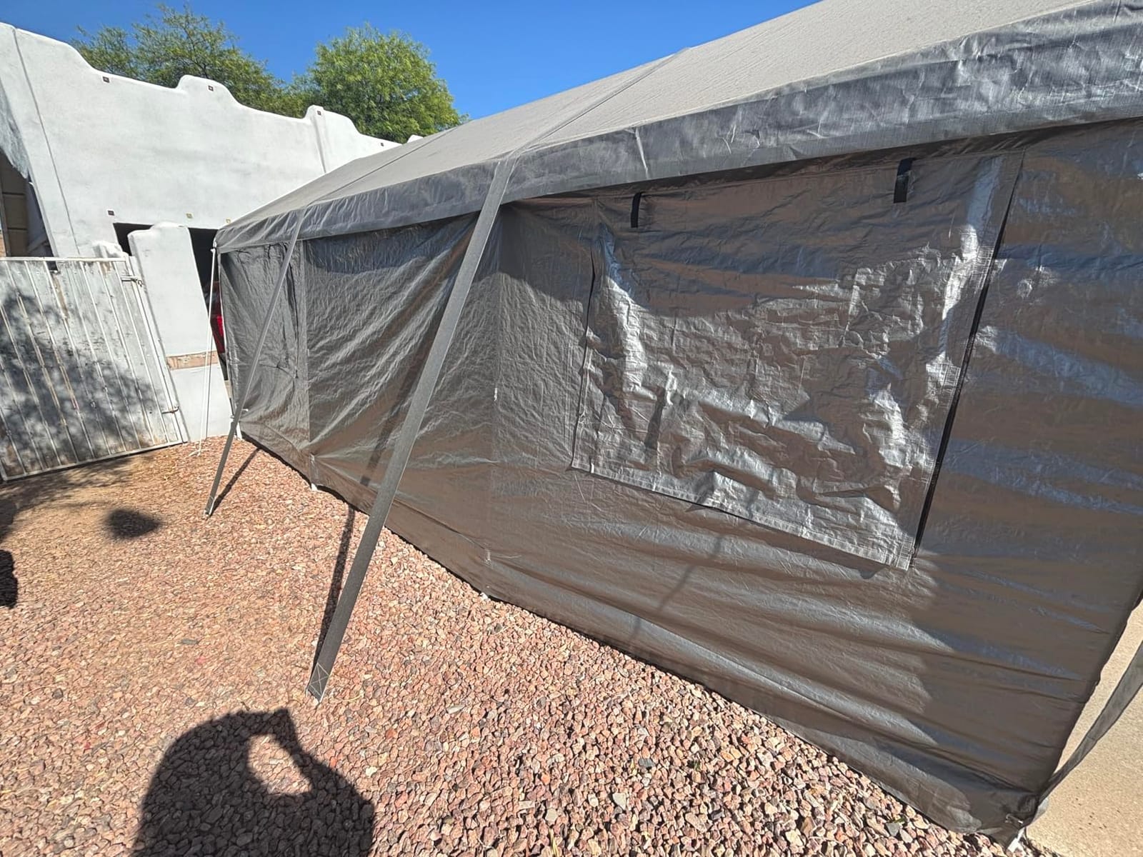 20X20 FT Carports Heavy Duty, 2 Car Port with Removable Side Wall, Carport Canopy, Portable Car Port Garage, Car Shelter All Weather, Gray customer photo 1