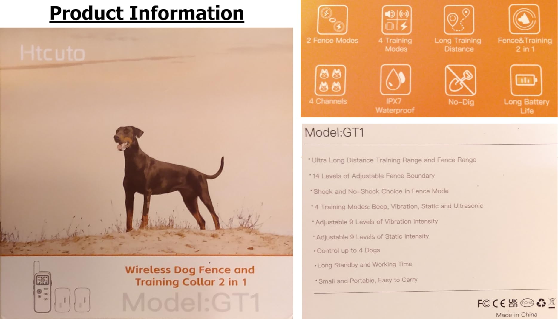 Htcuto Wireless Dog Fence System for 2 Dogs Electric Dog Fence | 2-in-1 Pet Containment System & Remote Dog Training Collar, 25-3500FT Adjustable Boundary for Small, Medium & Large Dogs customer photo 1