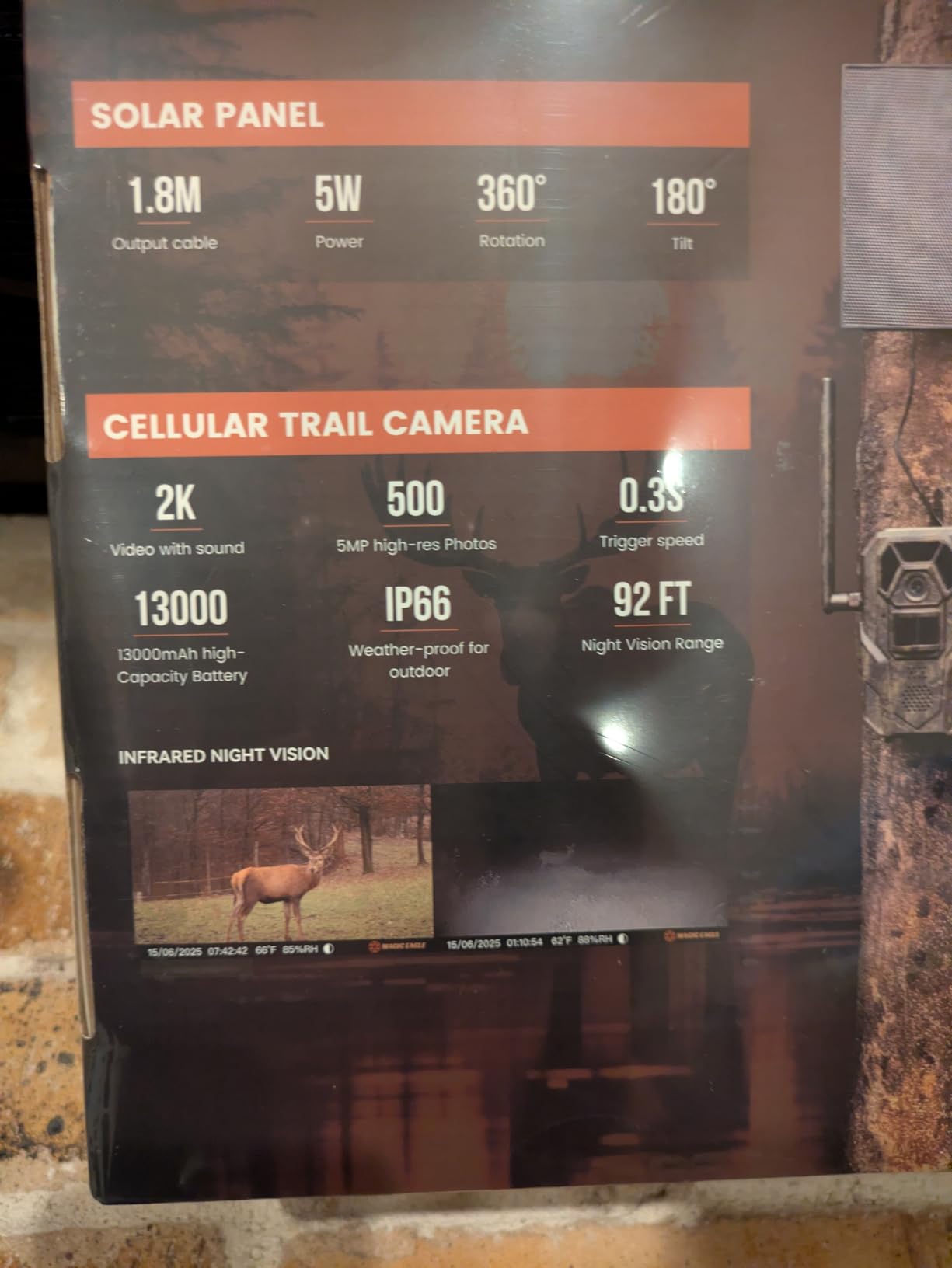 MagicEagle Cellular Trail Camera 4G Wild Game Cameras 13,000 mAh Battery Solar Panel 2K Audible Video No-Glow IR Night Vision IP66 Waterproof for Wildlife Deer Monitoring Home Security (Army Green) customer photo 2
