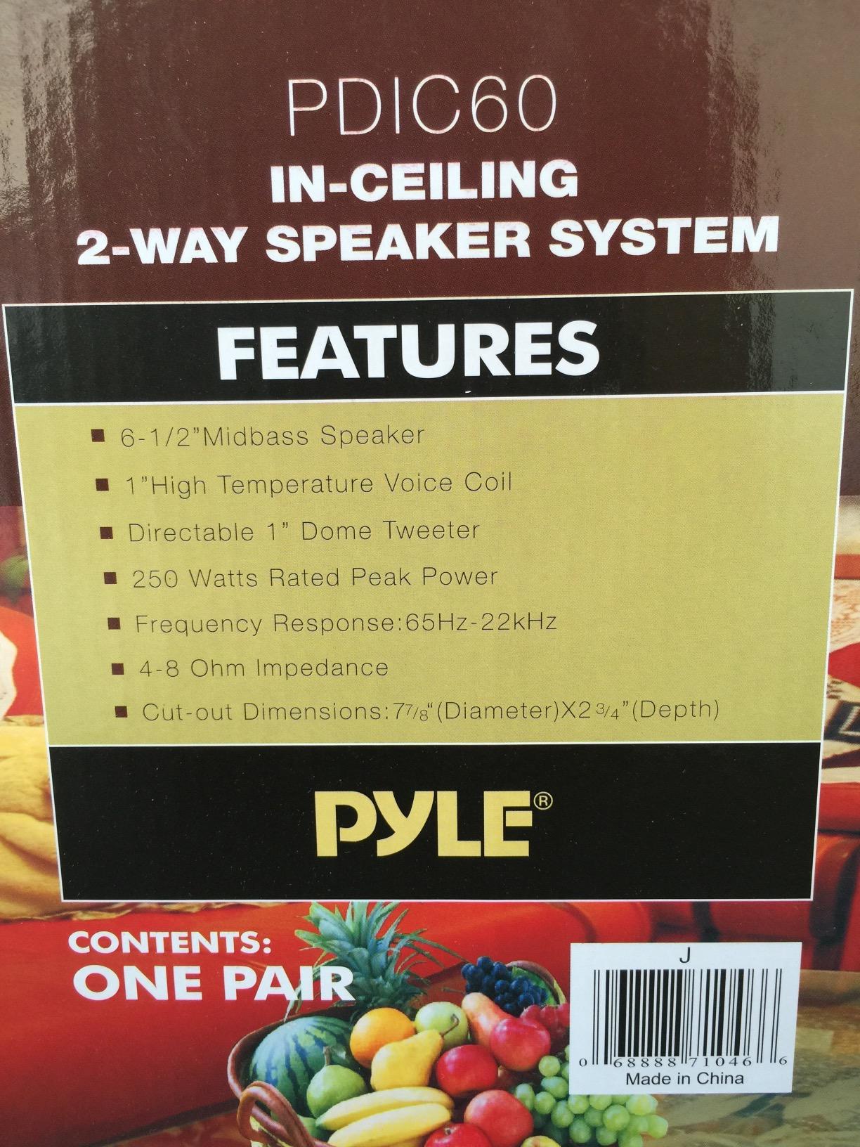 Pyle 6.5'' In-Wall/In-Ceiling Midbass Speakers (Pair) - 2-Way Woofer Speaker System Directable 1