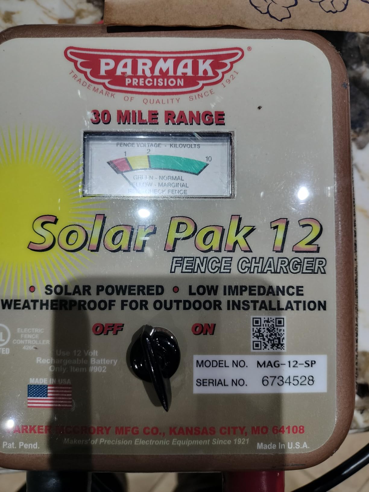 Parmak Magnum Solar-Pak 12 Low Impedance 12 Volt Battery Operated 30 Mile Range Electric Fence Charger MAG12-SP customer photo 2