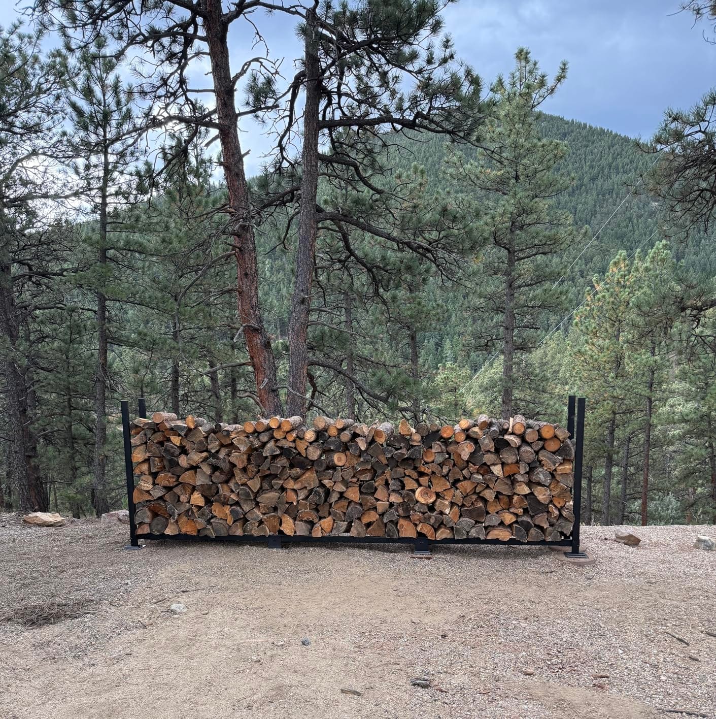 Woodhaven 8-Foot Raised Firewood Rack w/Cover, 1/2 Cord | Made in USA customer photo 2