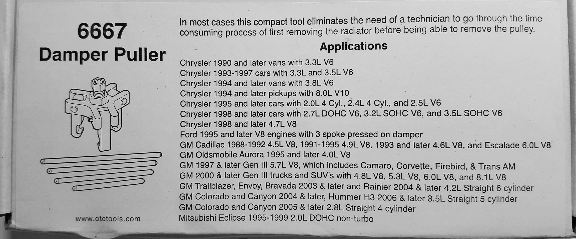OTC 6667 Harmonic Balancer Puller - Compatible with Select GM/Chrysler/Ford customer photo 2