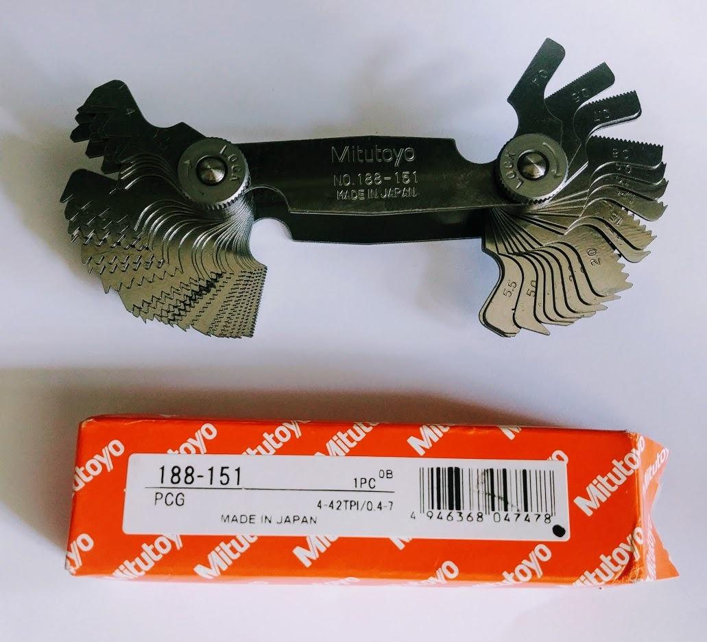Mitutoyo 188-151, Screw Pitch Gage, 4 - 42 TPI and 0.4 - 7mm, 51 Leaves, Inch/Metric Black customer photo 1