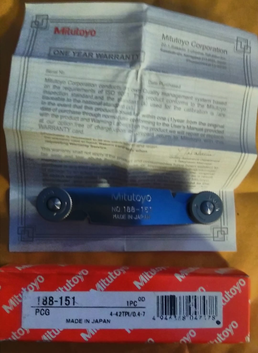 Mitutoyo 188-151, Screw Pitch Gage, 4 - 42 TPI and 0.4 - 7mm, 51 Leaves, Inch/Metric Black customer photo 2