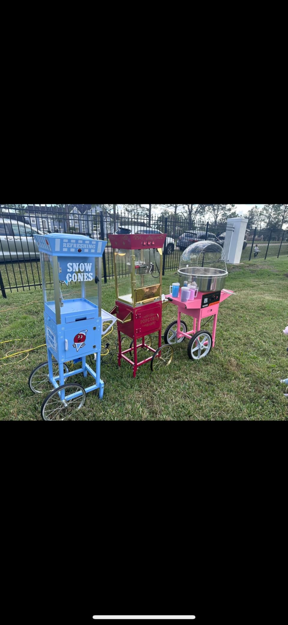 Nostalgia Snow Cone Shaved Ice Machine - Retro Cart Slushie Machine Makes 72 Icy Treats - Includes Metal Scoop, 2 Syrup Bottles, 100 Paper Cups/Spoons, Storage Compartment, Wheels - Blue, 54