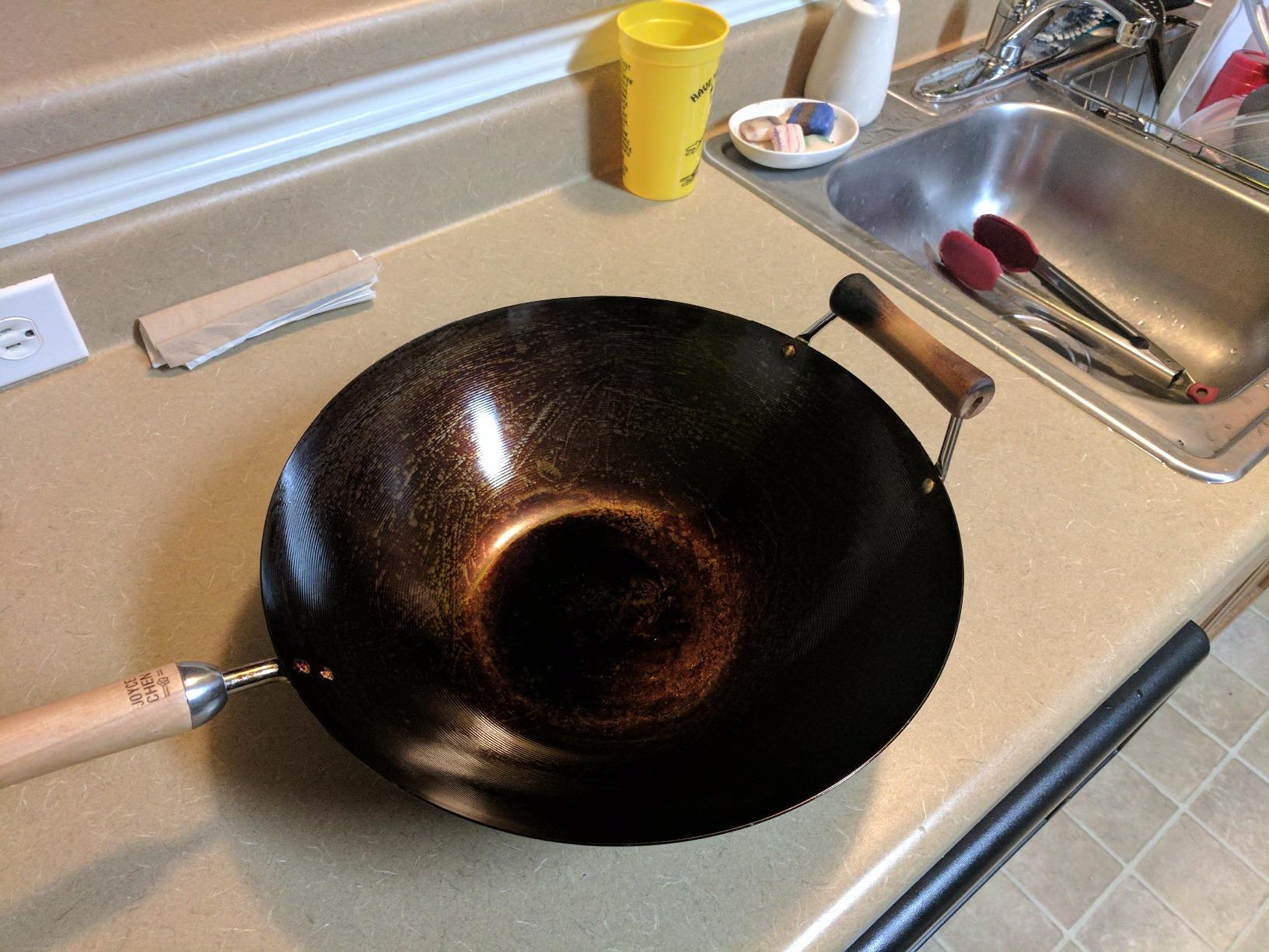 JOYCE CHEN Classic Series 14-Inch Uncoated Carbon Steel Wok Set with Lid and Birch Handles, 4 Pieces customer photo 2