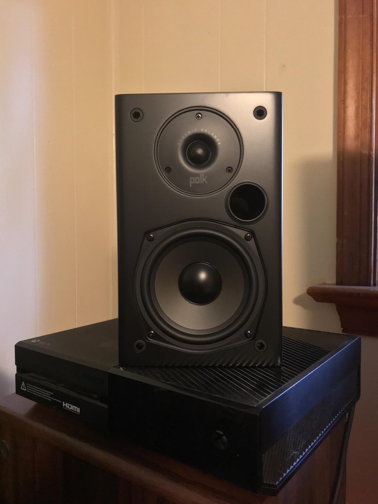 Polk Audio T15 100 Watt Home Theater Bookshelf Speakers, Black, 1 Pair | Compact Size, Hi-Res Surround Audio with Deep Bass Response, Dolby and DTS Surround, Wall-Mountable customer photo 2