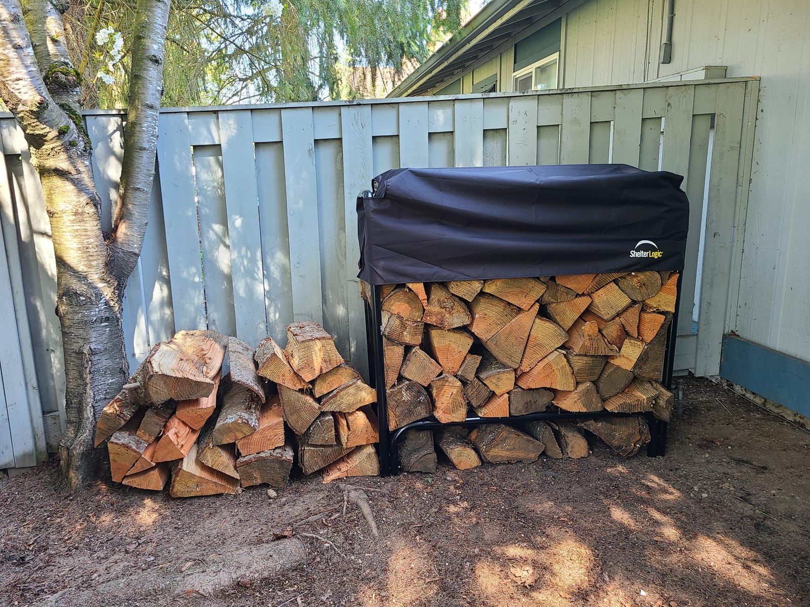 ShelterLogic 12' Adjustable Heavy Duty Outdoor Firewood Rack with Steel Frame Construction and Water-Resistant Cover customer photo 2