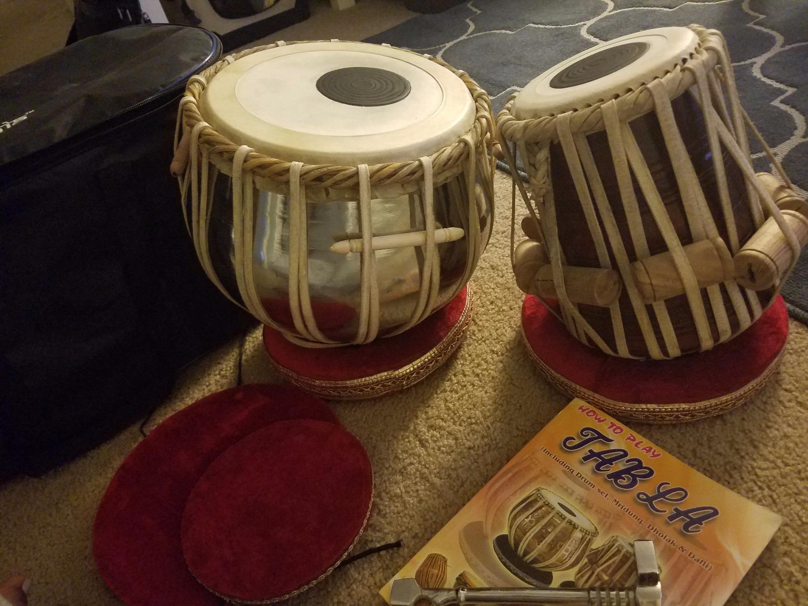 Maharaja Musicals Student Tabla Set, Steel Bayan, Finest Sheesham Dayan, Carry Bag, Hammer, Cushions (PDI-IB) customer photo 1