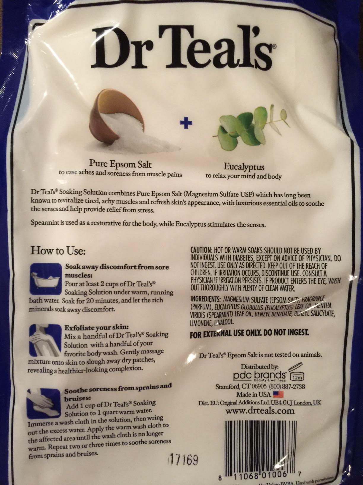 Dr Teal's Epsom Salt Magnesium Soak, Relax & Relief with Eucalyptus & Spearmint Essential Oils, 3 lbs customer photo 2