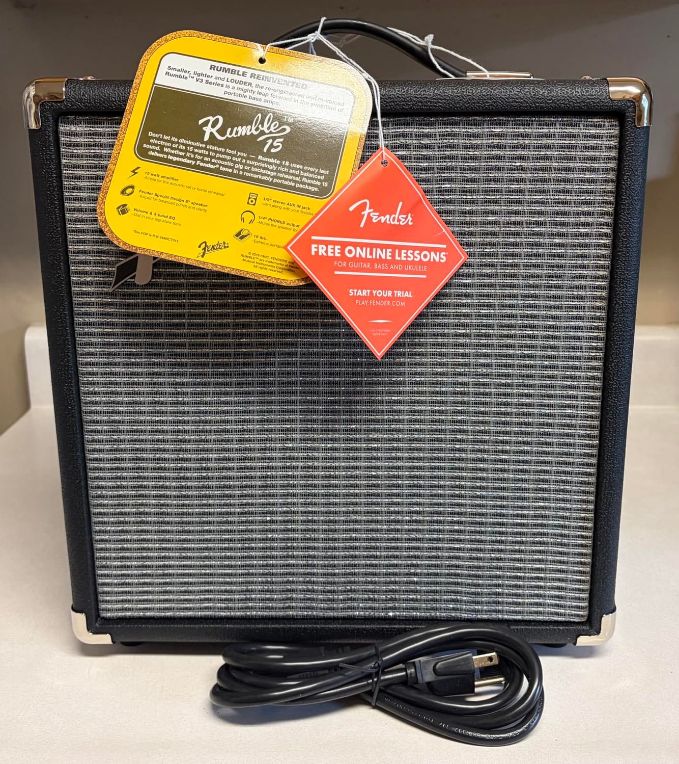 Fender Rumble 15 V3 Bass Guitar Amplifier, 15W Amp, Combo Amp, 2Yr Warranty | 15-Watt Combo Amp with 8